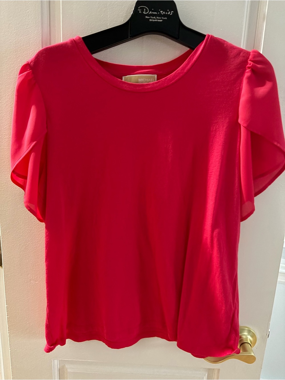 Michael Kors Hot Pink Short Sleeve Flutter Top